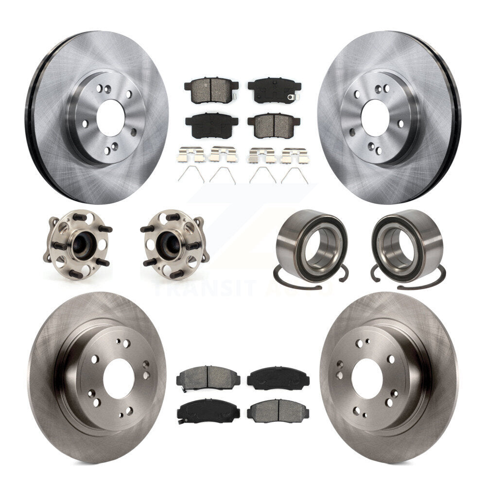 Hub Bearing Brake Rotor And Pad Front Rear Kit (10Pc) For Honda Accord Acura TSX