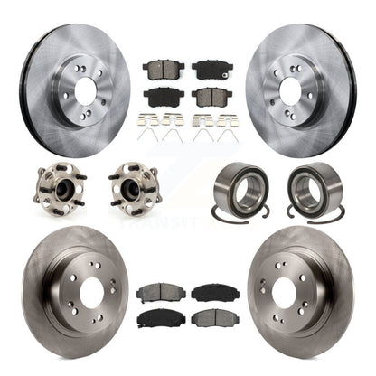 Hub Bearing Brake Rotor And Pad Front Rear Kit (10Pc) For Honda Accord Acura TSX