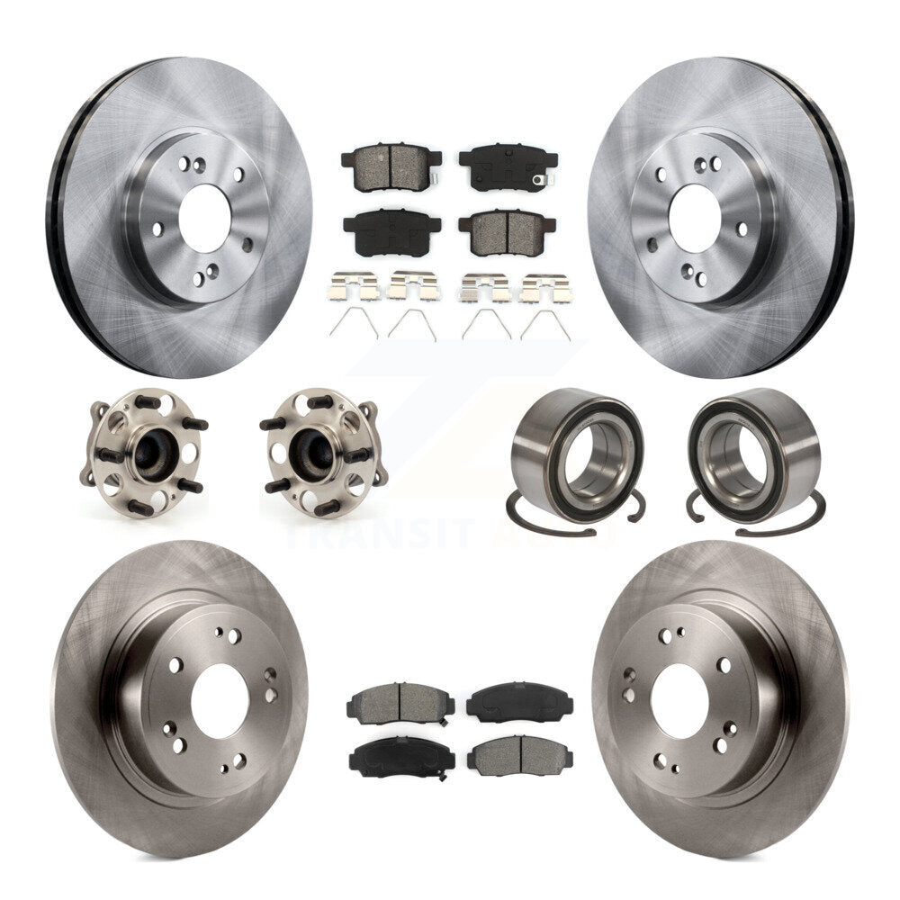 Hub Bearing Brake Rotor And Pad Front Rear Kit (10Pc) For Honda Accord Acura TSX