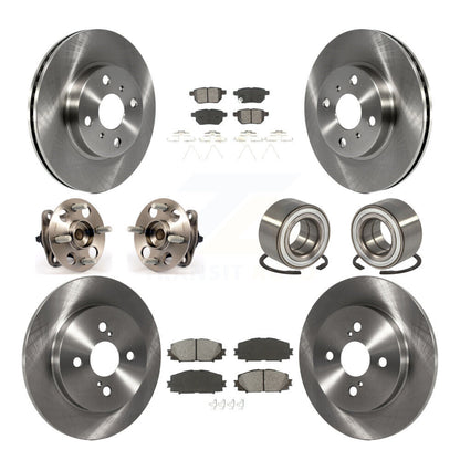 Hub Bearings Disc Brake Rotors And Pads Front Rear Kit (10Pc) For Toyota Yaris