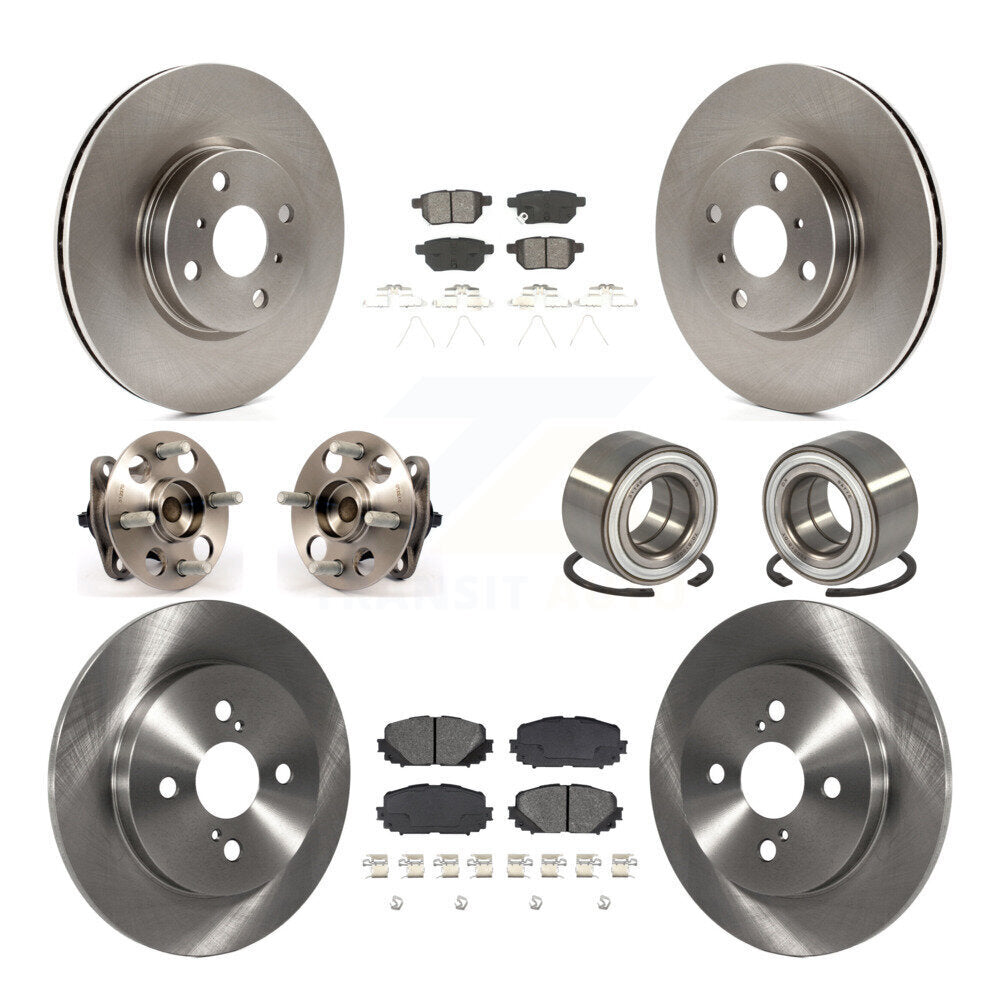 Hub Bearings Disc Brake Rotors And Pads Front Rear Kit (10Pc) For Toyota Yaris