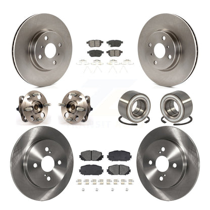 Hub Bearings Disc Brake Rotors And Pads Front Rear Kit (10Pc) For Toyota Yaris