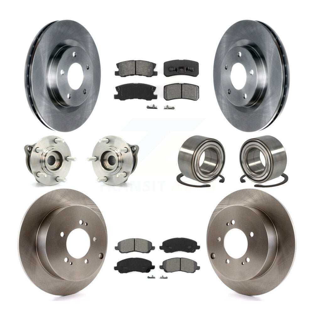 Hub Bearing Disc Brake Rotor Pads Front Rear Kit (10Pc) For Mitsubishi Outlander