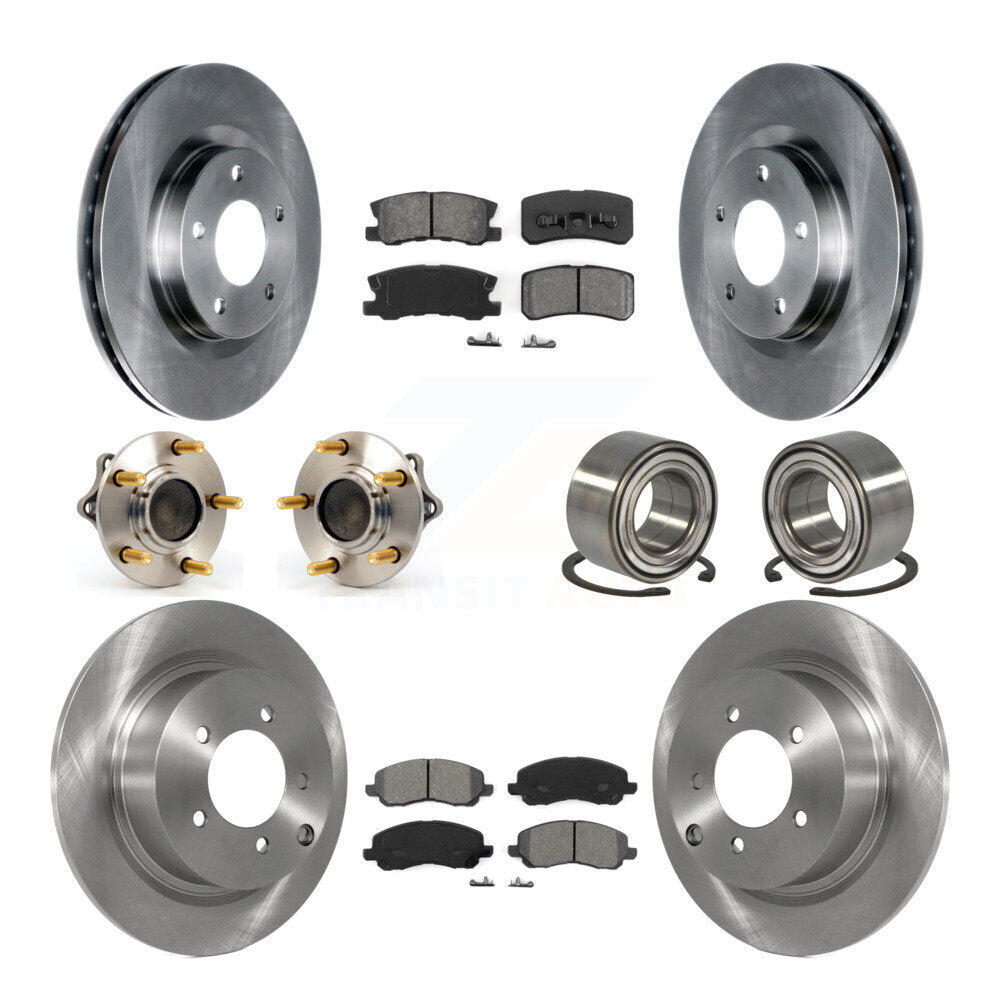 Hub Bearing Brake Rotor & Pads Front Rear Kit (10Pc) For Mitsubishi Lancer Sport