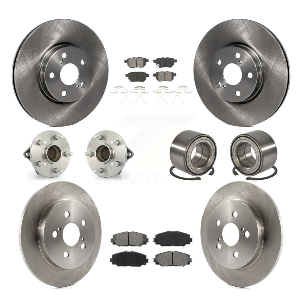 Hub Bearing Brake Rotor Pad Front Rear Kit (10Pc) For Toyota Corolla Matrix Vibe