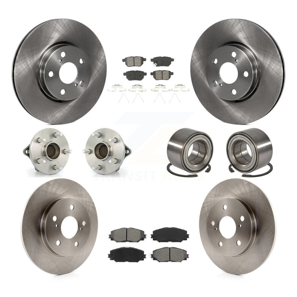 Hub Bearings Disc Brake Rotors And Pads Front Rear Kit (10Pc) For Toyota Matrix