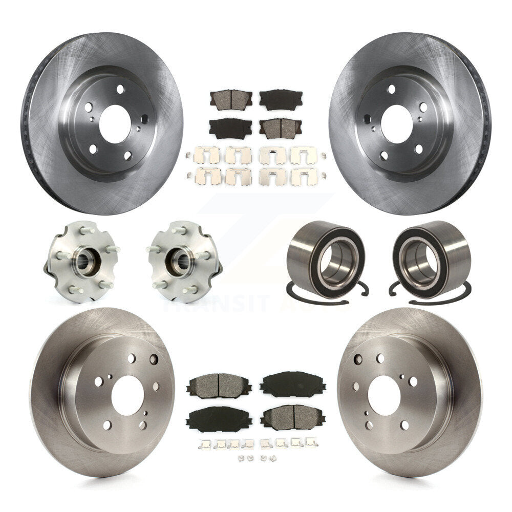 Hub Bearing Brake Rotor Pad Front Rear Kit (10Pc) For Toyota Matrix Pontiac Vibe