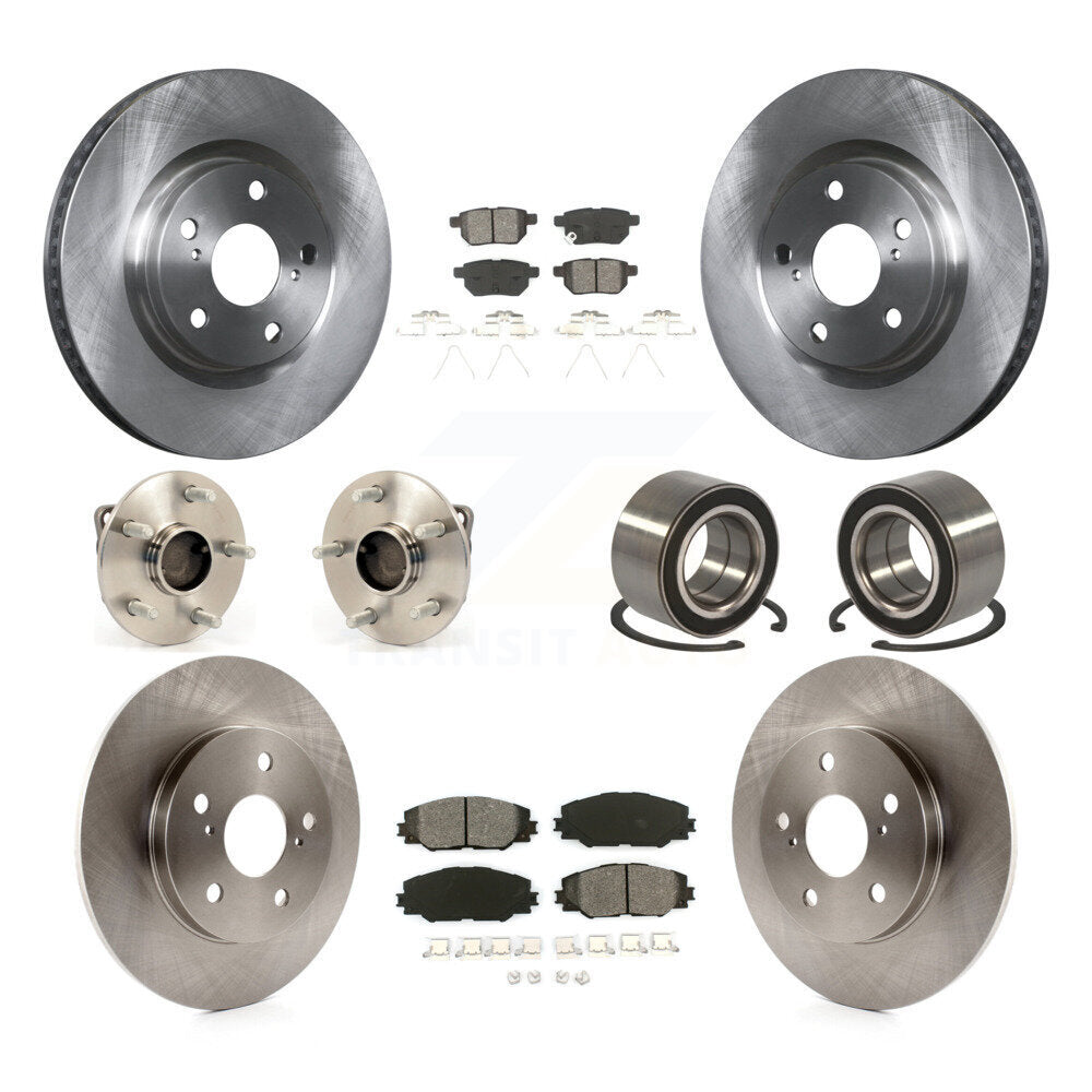 Hub Bearings Disc Brake Rotors And Pads Front Rear Kit (10Pc) For Toyota Matrix