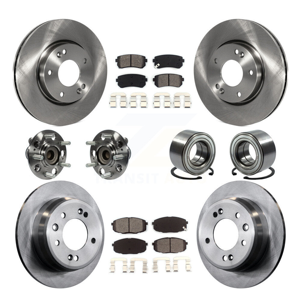 Hub Bearing Disc Brake Rotors And Pads Front Rear Kit (10Pc) For Hyundai Elantra