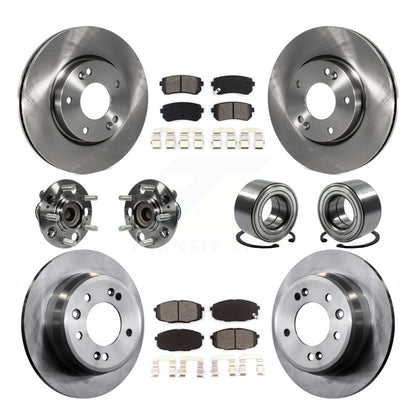 Hub Bearing Disc Brake Rotors And Pads Front Rear Kit (10Pc) For Hyundai Elantra