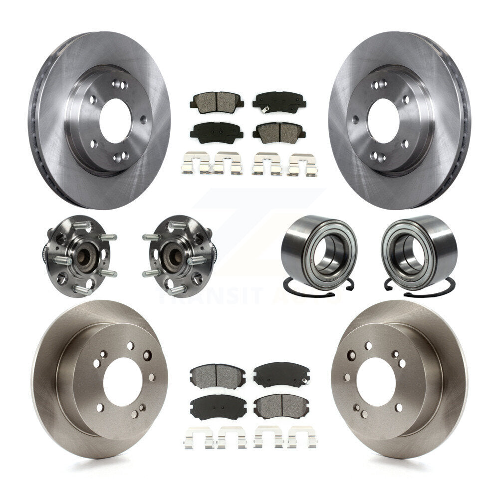 Hub Bearing Disc Brake Rotors And Pads Front Rear Kit (10Pc) For Hyundai Elantra