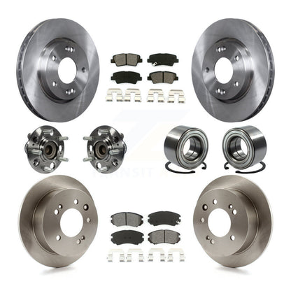 Hub Bearing Disc Brake Rotors And Pads Front Rear Kit (10Pc) For Hyundai Elantra