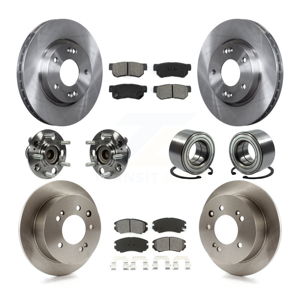 Hub Bearing Disc Brake Rotors And Pads Front Rear Kit (10Pc) For Hyundai Elantra
