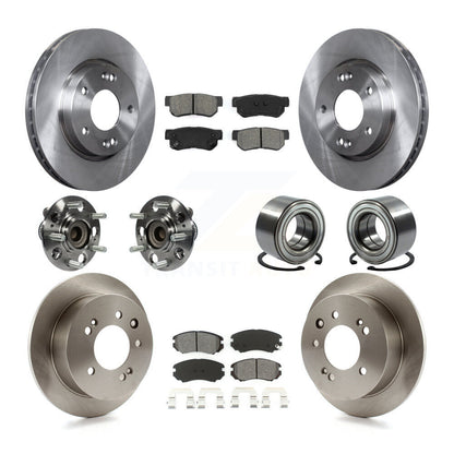 Hub Bearing Disc Brake Rotors And Pads Front Rear Kit (10Pc) For Hyundai Elantra
