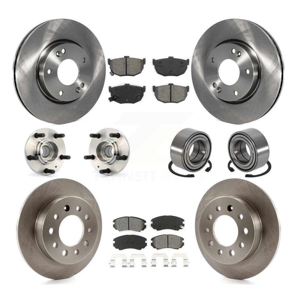 Hub Bearing Disc Brake Rotors And Pads Front Rear Kit (10Pc) For Hyundai Tiburon