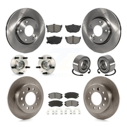 Hub Bearing Disc Brake Rotors And Pads Front Rear Kit (10Pc) For Hyundai Tiburon