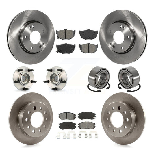 Hub Bearing Disc Brake Rotors And Pads Front Rear Kit (10Pc) For Hyundai Tiburon