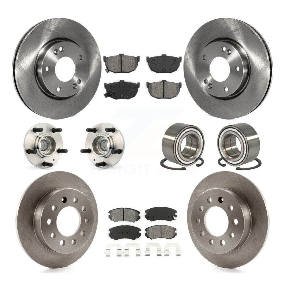 Hub Bearing Disc Brake Rotors And Pads Front Rear Kit (10Pc) For Hyundai Tiburon