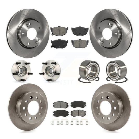 Hub Bearing Disc Brake Rotors And Pads Front Rear Kit (10Pc) For Hyundai Tiburon