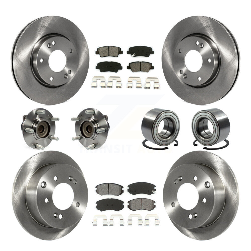 Hub Bearing Disc Brake Rotor & Pads Front Rear Kit (10Pc) For 2012-2013 Kia Soul
