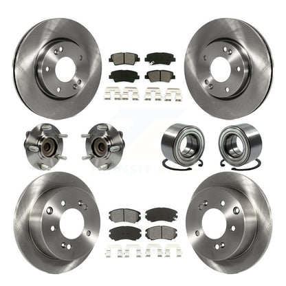 Hub Bearing Disc Brake Rotor & Pads Front Rear Kit (10Pc) For 2012-2013 Kia Soul