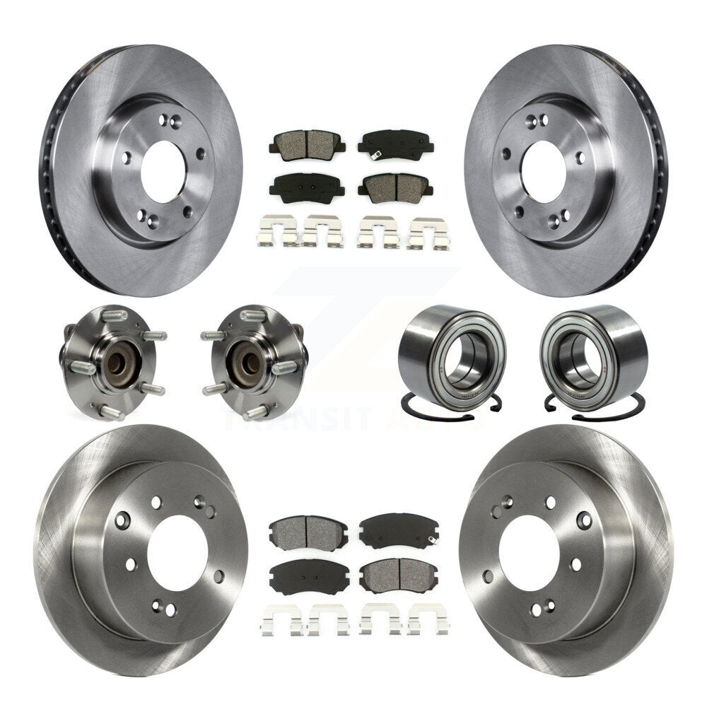 Hub Bearing Assembly Disc Brake Rotor And Pad Front Rear Kit (10Pc) For Kia Soul