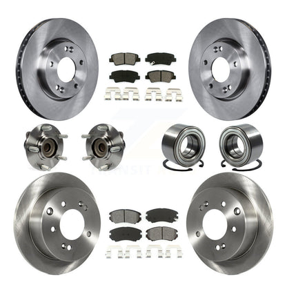 Hub Bearing Assembly Disc Brake Rotor And Pad Front Rear Kit (10Pc) For Kia Soul