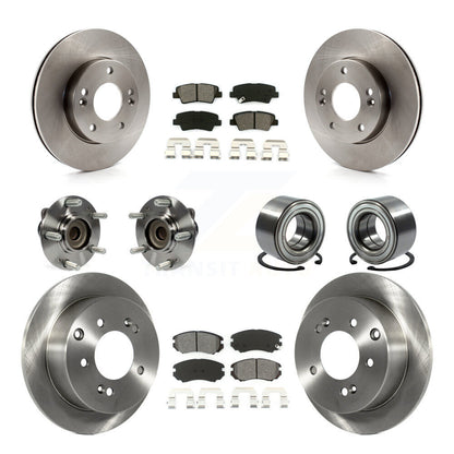 Hub Bearing Assembly Disc Brake Rotor And Pad Front Rear Kit (10Pc) For Kia Soul