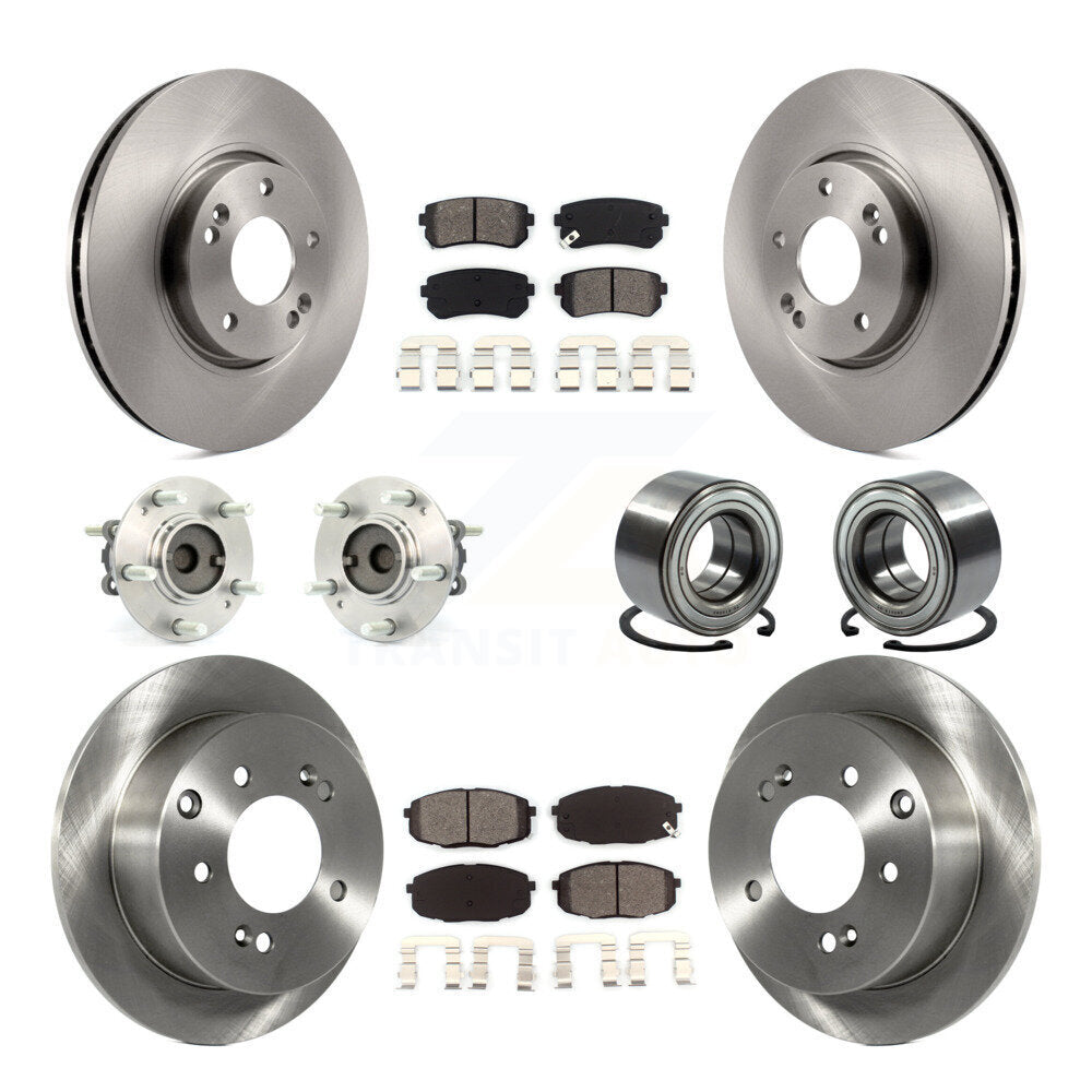 Hub Bearing Disc Brake Rotor Pad Front Rear Kit (10Pc) For Kia Forte Koup Forte5