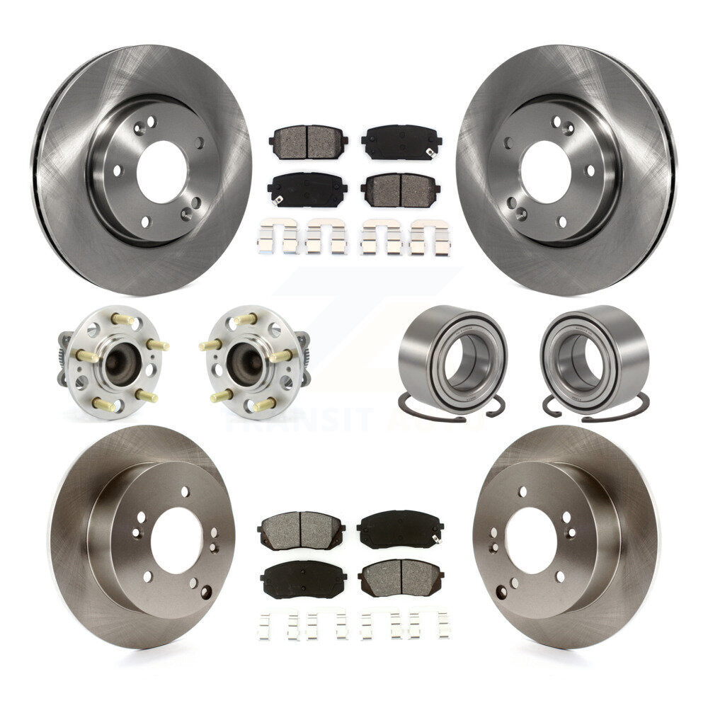 Hub Bearing Disc Brake Rotor & Pad Front Rear Kit (10Pc) For 2010-2012 Kia Rondo