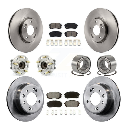 Hub Bearing Disc Brake Rotor & Pads Front Rear Kit (10Pc) For Hyundai Tucson Kia