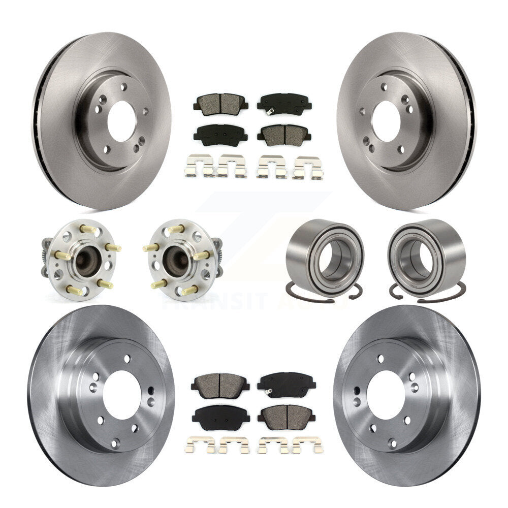 Hub Bearing Brake Rotor Pads Front Rear Kit (10Pc) For Hyundai Sonata Kia Optima