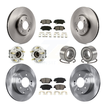 Hub Bearing Brake Rotor Pads Front Rear Kit (10Pc) For Hyundai Sonata Kia Optima