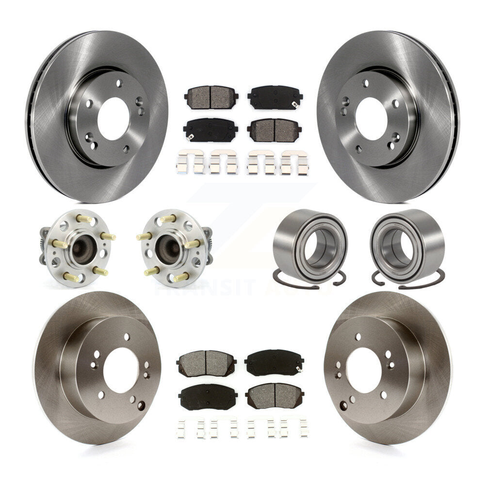 Hub Bearing Disc Brake Rotor & Pad Front Rear Kit (10Pc) For 2008-2009 Kia Rondo