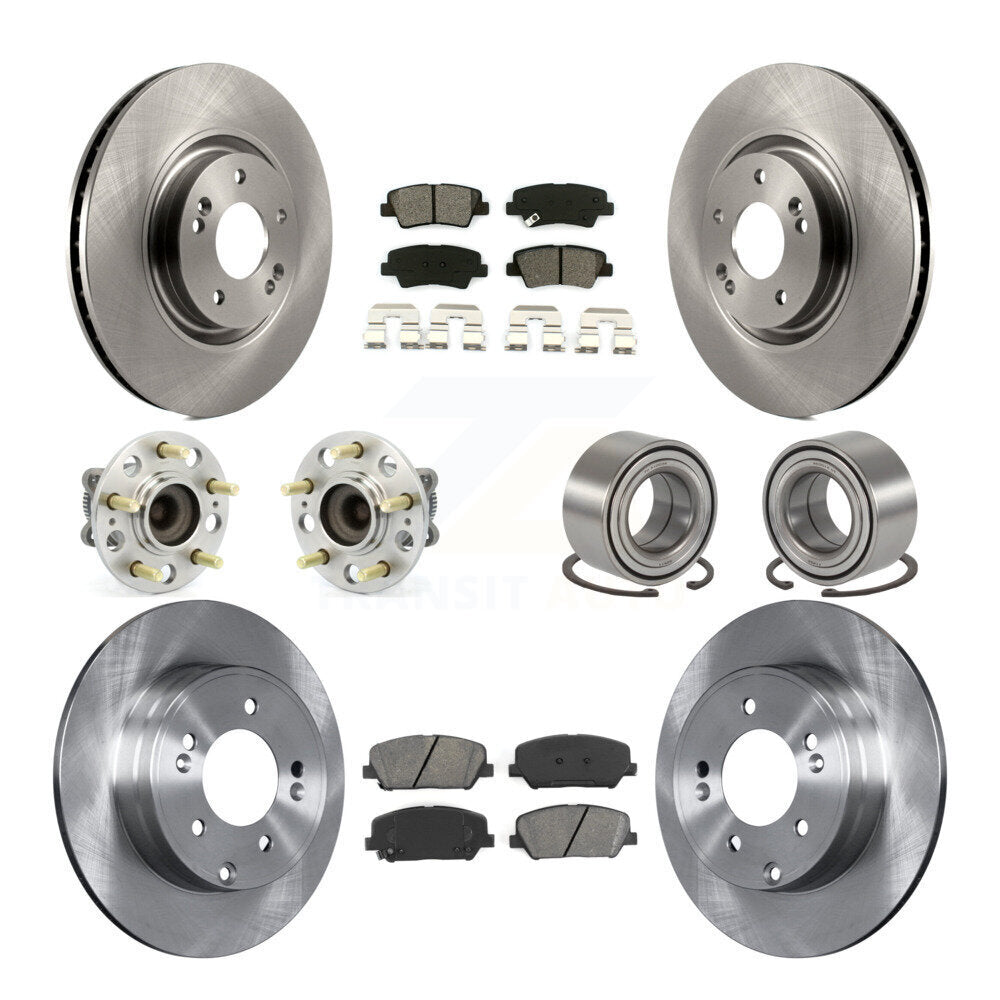 Hub Bearing Disc Brake Rotors And Pads Front Rear Kit (10Pc) For Kia Optima 2.0L