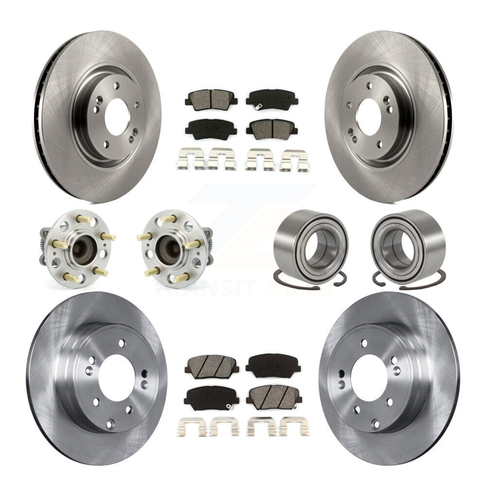 Hub Bearings Disc Brake Rotors And Pads Front Rear Kit (10Pc) For Hyundai Azera