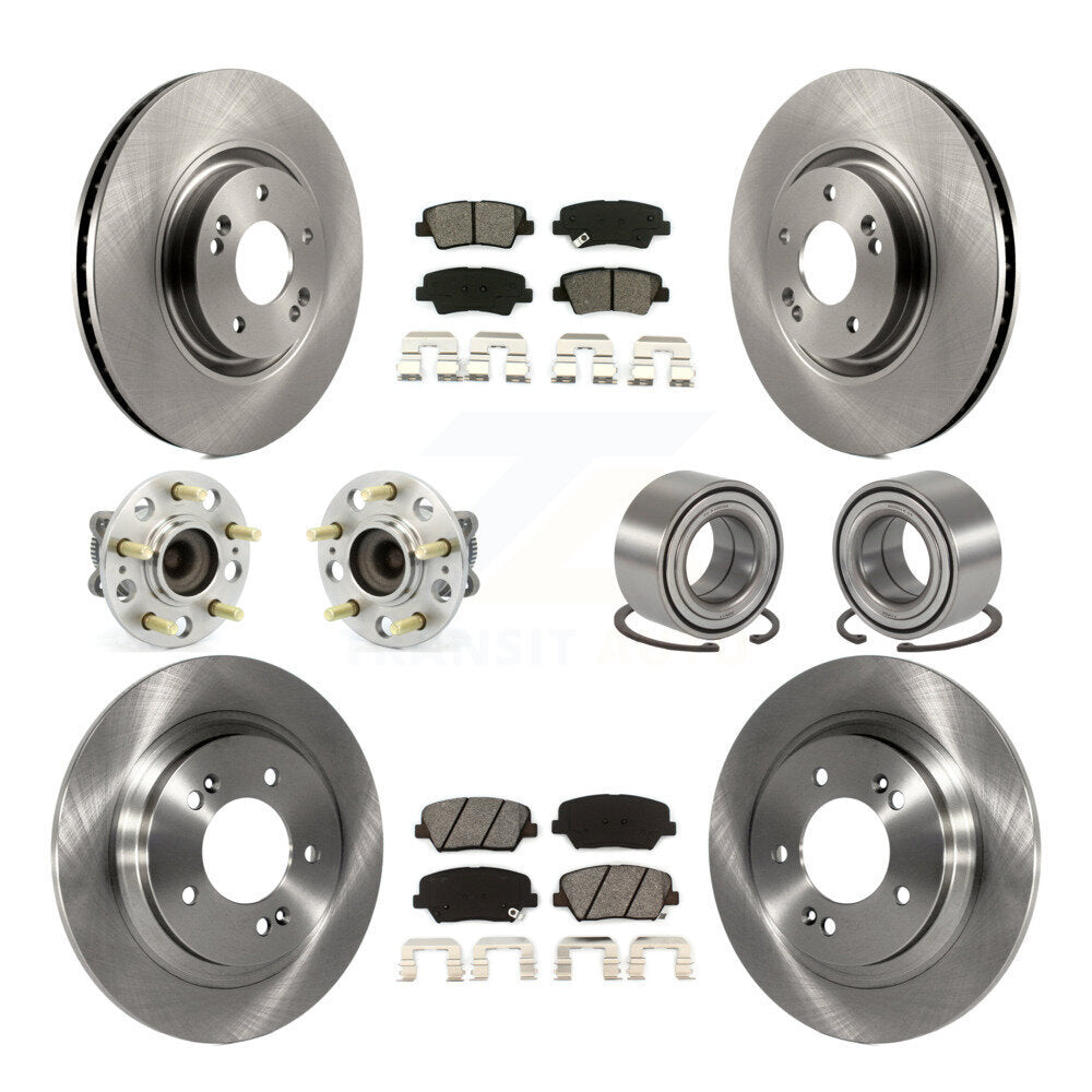 Hub Bearing Disc Brake Rotor Pad Front Rear Kit (10Pc) For Hyundai Azera Limited