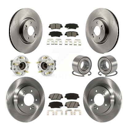 Hub Bearing Disc Brake Rotor Pad Front Rear Kit (10Pc) For Hyundai Azera Limited