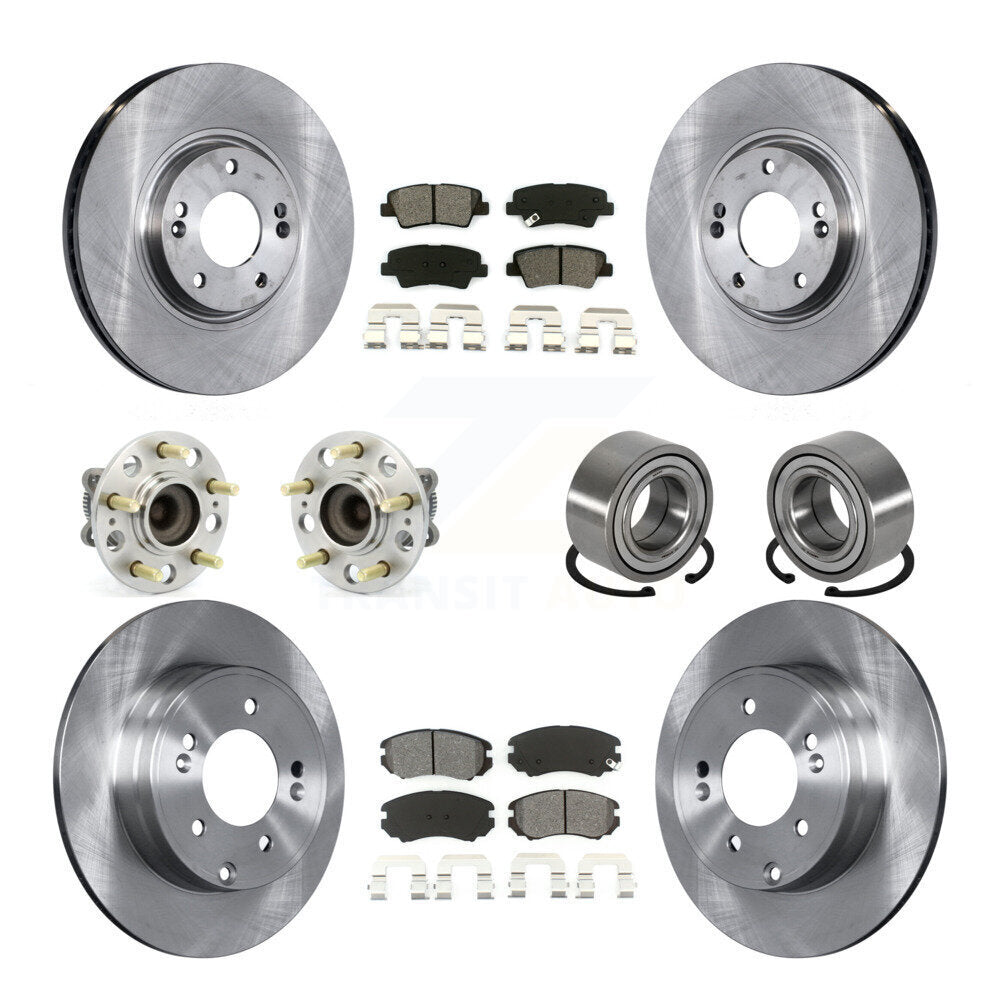 Hub Bearing Disc Brake Rotor & Pads Front Rear Kit (10Pc) For 2011 Hyundai Azera