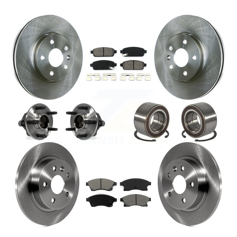 Hub Bearing Disc Brake Rotors And Pads Front Rear Kit (10Pc) For Chevrolet Sonic