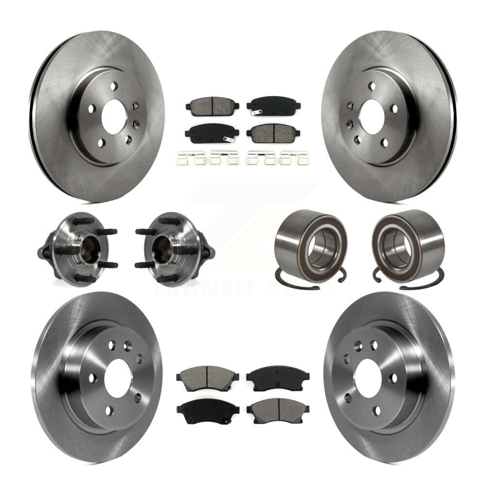 Hub Bearing Brake Rotor & Pad Front Rear Kit (10Pc) For 13-14 Chevrolet Sonic RS