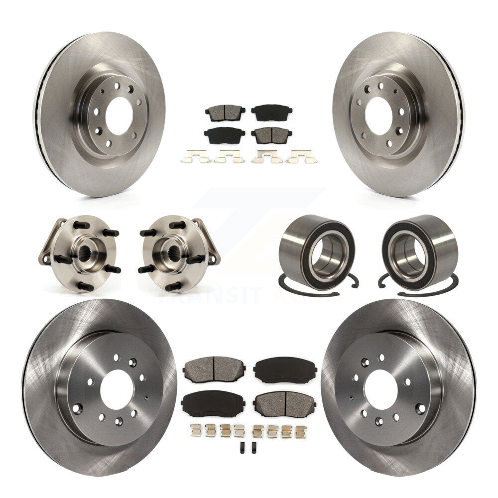 Hub Bearing Brake Rotor & Pad Front Rear Kit (10Pc) For 2007-2015 Mazda CX-9 AWD