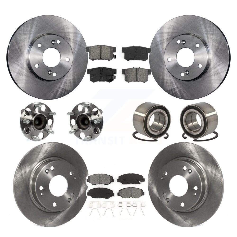 Wheel Hub Bearing Disc Brake Rotor And Pad Front Rear Kit (10Pc) For Honda Civic