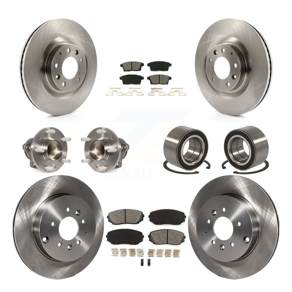 Hub Bearing Brake Rotor & Pad Front Rear Kit (10Pc) For 2007-2015 Mazda CX-9 FWD