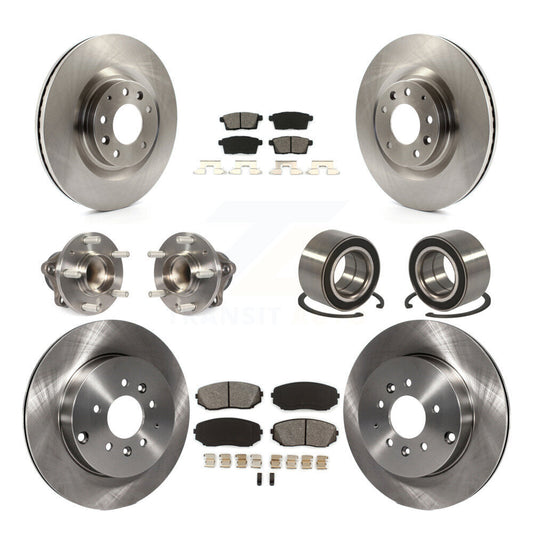 Hub Bearing Brake Rotor & Pad Front Rear Kit (10Pc) For 2007-2015 Mazda CX-9 FWD