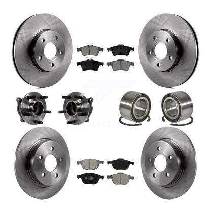 Wheel Hub Bearing Disc Brake Rotor And Pads Front Rear Kit (10Pc) For Ford Focus