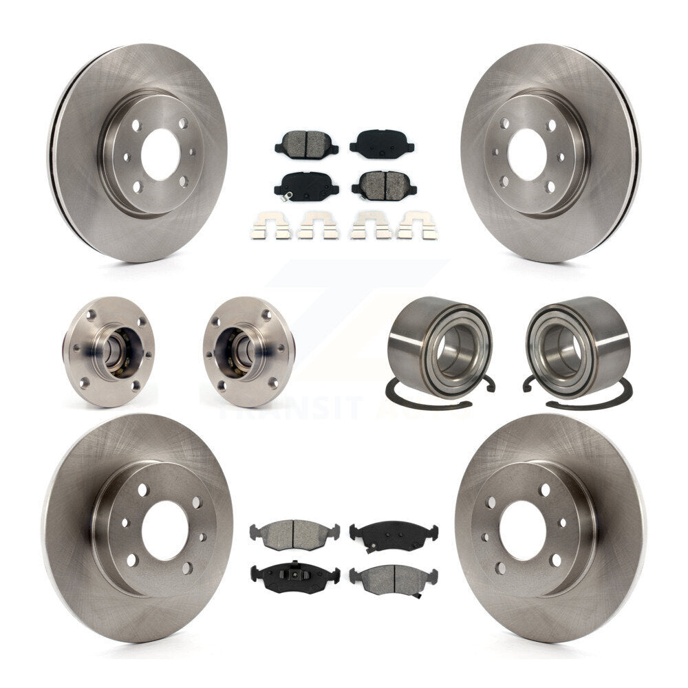 Hub Bearing Assembly Disc Brake Rotor And Pad Front Rear Kit (10Pc) For Fiat 500