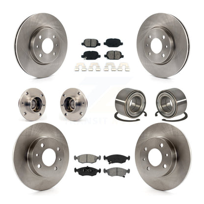 Hub Bearing Assembly Disc Brake Rotor And Pad Front Rear Kit (10Pc) For Fiat 500