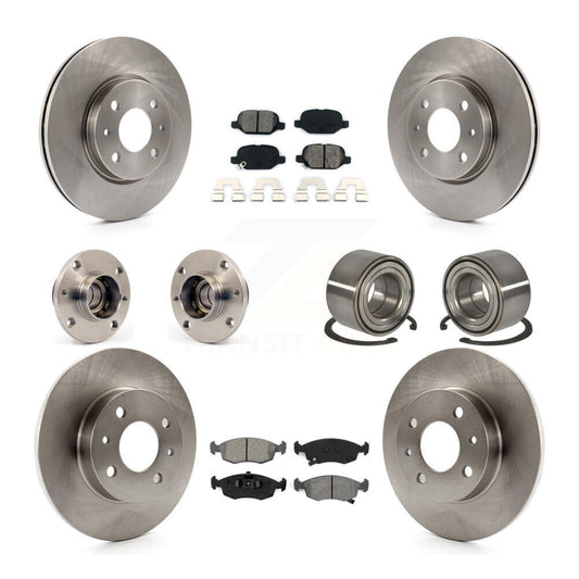 Hub Bearing Assembly Disc Brake Rotor And Pad Front Rear Kit (10Pc) For Fiat 500