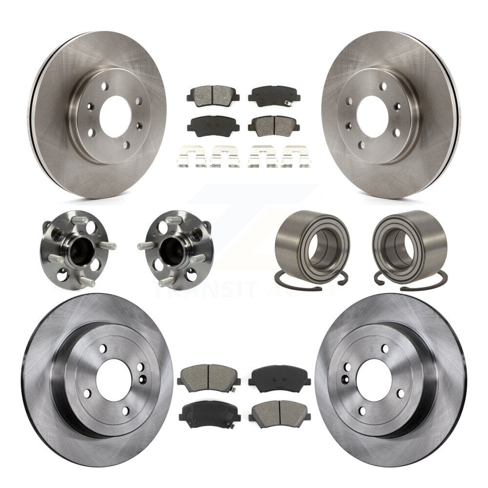 Hub Bearing Brake Rotor & Pad Front Rear Kit (10Pc) For 2012-2017 Hyundai Accent